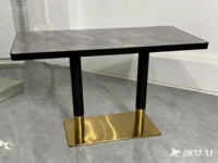 Table de restaurant carrée pour restauration rapide, en acier inoxydable avec plateau en marbre, moderne, durable, pour extérieur, salle à manger, salon, hôtel