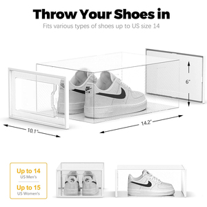 New Arrivals Pack of 12 Large Sturdy Shoe <b>Storage</b> <b>Boxes</b> Stackable Clear Plastic Shoes Box Organizers - Product Image 5