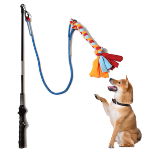 Wholesale Modern Interactive Dog Cat Training Toys Eco-Friendly Squeaky Flirt Pole Toy Teaser Wand Linen Rope Refills - Product Image 1