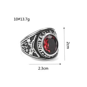 Bague en acier titane pour homme avec pierre rubis, style hip-hop, design géométrique, bijou cadeau - Product Image 5