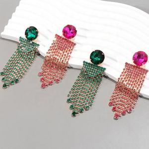 Pendientes de Gota con Borla de Diamantes de Cristal y Piedras de Imitación Geométricas, Estilo Bohemio de Alta Gama, Cadena Circular con Detalle de Gota de Agua, a la Moda - Product Image 2