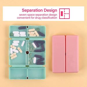 Boîte à pilules magnétique portable en plastique pour 7 jours, organisateur hebdomadaire de médicaments avec 7 compartiments pour le rangement en voyage - Product Image 6