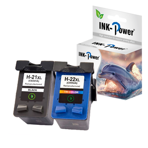 خرطوشة حبر ملونة معاد تصنيعها عالية الجودة من إنك-باور 21XL 22XL 21 22 XL لطابعات إتش بي 21 وإتش بي ديسك جيت 3940 و3920 و2280 - Product Image 1