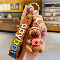 Porte-clés PVC Capybara Mignon, Dauphin, Souris, Petit Pendentif en Plastique, Accessoires de Sac à Dos, Style Cartoon pour Couples, Vente en Gros