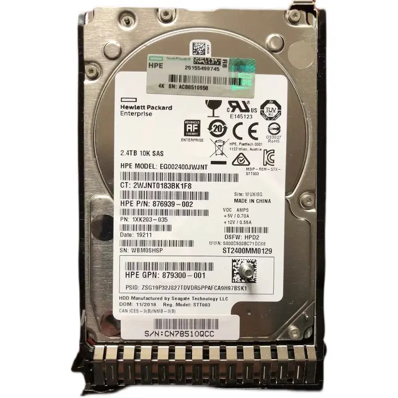 2.4TB SAS Enterprise 10K SFF HDD ฮาร์ดดิสก์2.5in 881457-B21สำหรับเซิร์ฟเวอร์ DL380 G10 G9