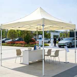 Tonnelle de stand d'exposition hexagonale 3x3m haut de gamme, structure en acier blanc, installation automatique, imperméable et résistante au vent, pour extérieur - Product Image 1