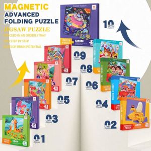 Juguetes Educativos de Viaje para Preescolares, 3 en 1, Libro de Rompecabezas de Dibujos Animados, Rompecabezas Magnéticos para Niños - Product Image 3