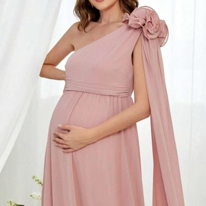 Elegante <span class=keywords><strong>Vestido</strong></span> de Gasa de un Solo Hombro con Cuello Sesgado para Fotografía de Maternidad para Mujeres Embarazadas - Product Image 3