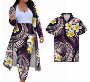 定制情侣服装套装情侣搭配衣服服装2件套装女士萨莫拉波尼西亚部落波纹身印花衣服 - Product Image 4