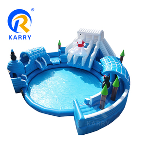 Thương mại nước lớn bơm hơi trắng gấu bắc cực công viên nước lâu đài kết hợp trượt nước với hồ bơi với quạt gió - Product Image 5