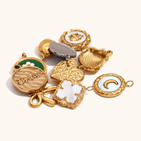 Haute qualité 18K or émail breloques en gros océan coquille coeur perle pierre précieuse bricolage faisant des accessoires à la main bijoux en acier