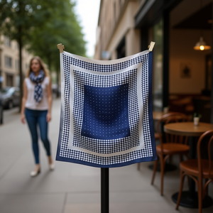 Foulard Quadrato 70x70Cm a Pois e Quadretti, Piccolo Sciarpa per Donna, Accessorio Moda - Product Image 2