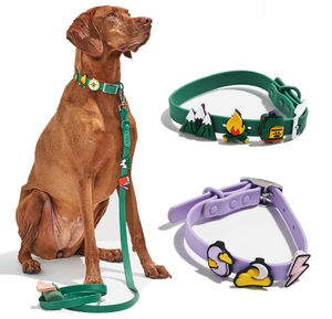 Ensemble de harnais pour chien d'extérieur en PVC souple, laisse réglable et collier avec breloques, équipement pour animaux de compagnie pour la randonnée, le camping, la course et la promenade, fourniture directe usine - Product Image 2
