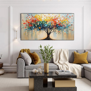 Minimalist Rainbow Burst Textured Impasto Tree of Life Framed Oil Painting Abstract Artwork Large Art Canvas Home Hotel Decor - Product Image 2