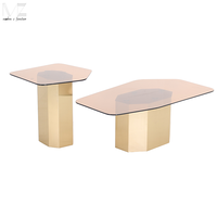 Ensemble de tables basses gigognes en marbre avec base en métal nordique, table basse de service, table centrale, mobilier de salon de luxe