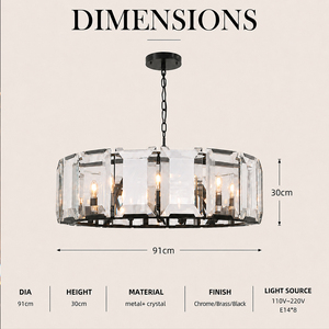 Lámpara de araña de cristal contemporánea con forma de anillo, colgante de metal negro mate para diseño de interiores de alta gama en casas de campo - Product Image 3