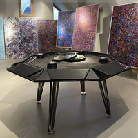 Table de poker de casino moderne professionnelle pour 10 personnes, plateau en verre trempé, base en acier inoxydable, pieds pliants, luxe, durable