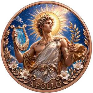 Moneda de Cobre Puro 999 de 1 oz y 5 oz, con Diseño del <span class=keywords><strong>Dios</strong></span> Griego Apolo en Relieve 3D, con Acabado UV Tipo Prueba, Moneda Artística del <span class=keywords><strong>Dios</strong></span> de la Luz, Mitología Griega - Product Image 1