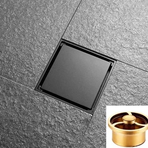 Tapa de desagüe invisible de cobre puro, diseño minimalista en negro y oro para proyecto de baño, trampa de plomería - Product Image 5