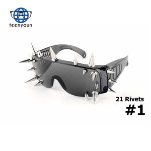 Teenyoun8079新しいリベットスパイクデコレーションワイルドロックスチームパンクサングラスクールファッションステージバーパーティースチームパンクサングラス - Product Image 3