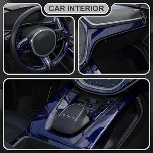 Vinilo Adhesivo para Automóviles de Fibra de Carbono Forjado Azul Brillante, PVC/PET Resistente a los Rayos UV, Autoregenerable, que Cambia de Color, Antiarañazos - Product Image 2