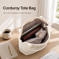 Sac fourre-tout en velours côtelé Royal Fair avec logo personnalisé, grande capacité, écologique, avec fermeture éclair, pour les voyages