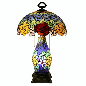 Lámpara de Mesa de Estilo Tiffany Europeo LongHuiJing con Vidrio de Colores y Diseño de Rosa, AC E26, para Decoración del Hogar y Sala de Estar - Product Image 2