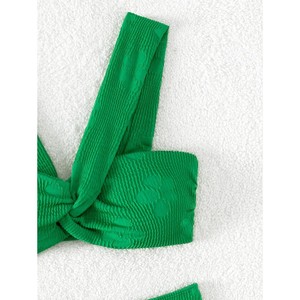 Maillot de bain deux pièces en tissu jacquard floral ondulé vert 2023, exportation européenne et américaine, style INS - Product Image 5