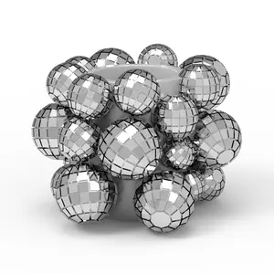 Custom Design Groothandel Originele Creatieve Luxe Porselein Zilver 3d Vazen Keramische Glanzende Disco Ballen Bloemenvaas Voor Middelpunt