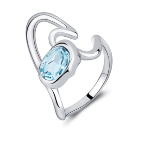 Bague Aquamarine Élégante <span class=keywords><strong>et</strong></span> Raffinée, Design Ondulé Inspiré par la Mer, Garde du Pur Courage, Bijoux Fins - Product Image 6