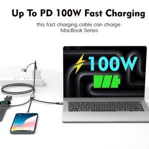 Multifunctionele <span class=keywords><strong>5</strong></span> In 1 Usb-Kabel Nylon Gevlochten Pd 100W Snel Opladen Datakabel Voor Mobiele Telefoon <span class=keywords><strong>Tablet</strong></span> Oortelefoon Computer Duurzaam - Product Image 4