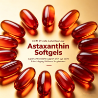 Capsules d'astaxanthine Borjigin en marque privée, haute puissance, Haematococcus Pluvialis, antioxydant, soutien de la peau et des yeux, compléments immunitaires