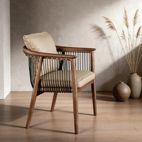 Chaise de restaurant en bois massif, style chinois moderne, design Wabi-Sabi, luxe léger, avec accoudoirs hauts, pour salon de thé et maison, en noyer, modèle Master