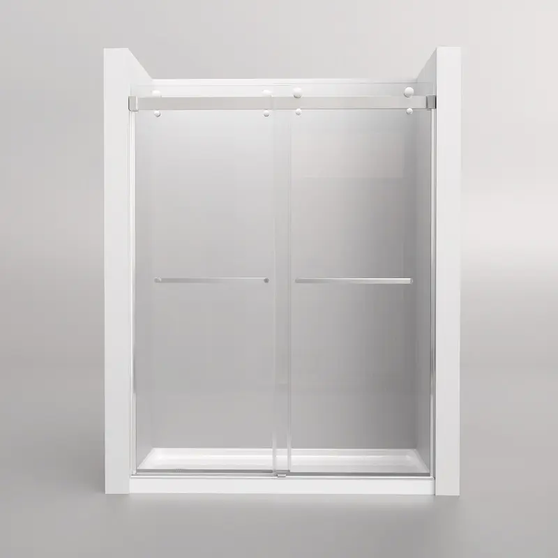 ガラスドア10mm厚透明強化ガラスシャワールームアルミフレームレススライディングシャワー