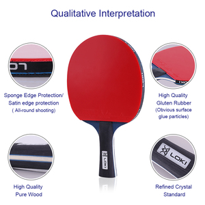 Juego de Raquetas de Tenis de Mesa de Madera de Caucho LOKI, Raquetas de <span class=keywords><strong>Ping</strong></span> <span class=keywords><strong>Pong</strong></span>, 3 Pelotas, <span class=keywords><strong>2</strong></span> Raquetas - Product Image 4