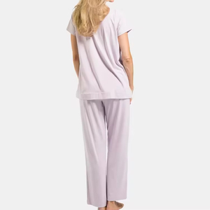 Organic Cotton Women's Pyjamas Long Sleeve <strong>Sleep</strong> <strong>Tee</strong> &amp; Pant Pajama Set Custom Jersey Women Homewear Sets Womens Clothes - Product Image 6