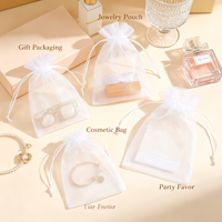 Pochette en organza avec cordon de serrage, logo personnalisé, multicolores, sac cadeau transparent pour mariage, bijoux, cosmétiques, emballage de bonbons