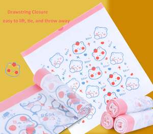 Bote de Basura con Cordón de PE Resistente a Desgarros, con Bolsas de Basura Desechables Reciclables para Uso en el Hogar y la Oficina, Diseño Moderno, Impresión Personalizada - Product Image 3