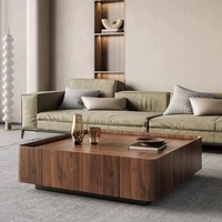 Ensemble de table basse carrée en bois de luxe moderne minimaliste pour salon conception de meubles rétro multifonctions extensibles pour la maison