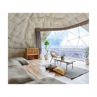 Tente de camping de luxe en PVC blanc de 8 m, tente géodésique, tente dôme, hôtel glamping avec salle de bain