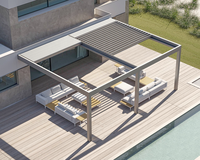 Pergola motorisée rétractable en aluminium sur mesure, toit à lames orientables imperméable, gazebo pour terrasse et balcon
