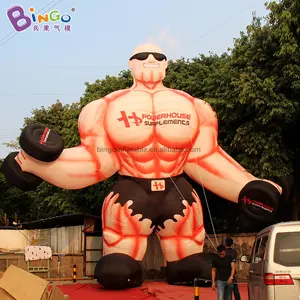 Inflatable पेशी आदमी गुब्बारा 10m inflatable बिक्री के लिए पेशी कॉस्टयूम ऑक्सफोर्ड कपड़ा inflatable पेशी आदमी मॉडल