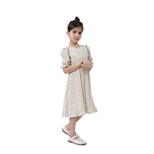 Vestido de Niña con Volantes en las Mangas y Cuello en V, Diseño Floral de Lujo, Estilo Princesa, para Verano, Directo de Fábrica - Product Image 1