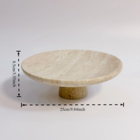 Plateau en pierre de travertin SAIDKOCC 8,5 x 25 cm, marbre naturel, polyvalent, pour savon, bijoux, support de présentation, organisateur pour la salle de bain, décoration de la maison