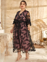 Robe grande taille pour femme R12657S, taille 5XL, grande robe ample, tempérament, imprimé bleu, mode européenne et américaine, grande taille