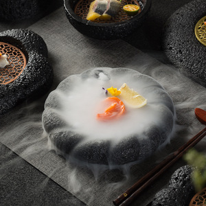 Piring es kering kreatif piring Salmon ikan Sashimi menyajikan bowlartistik konsepsi peralatan makan batu vulkanik piring presentasi - Product Image 2