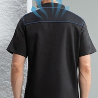 Vêtements de travail pour la restauration, la cuisine et la boulangerie, vestes de chef en polyester noir à manches courtes, logo personnalisé en gros