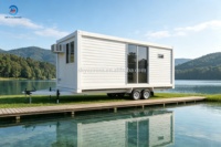 Usine de conteneurs Skyacross, maisonnette préfabriquée verte sur roues, maisons en conteneurs avec roues, design de maisons mobiles sur remorque