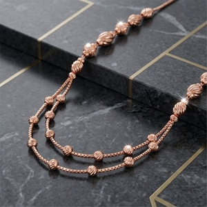 Collier élégant en argent 925 plaqué or rose pour femme, chaîne à double rangs de perles, bijoux de mode pour fête, mariage, mariée, cadeau pour elle - Product Image 3