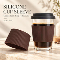 Manchon de tasse à café en silicone réutilisable personnalisé, antidérapant, isolant thermique, avec grip côtelé souple pour tasses de 710 ml et 830 ml